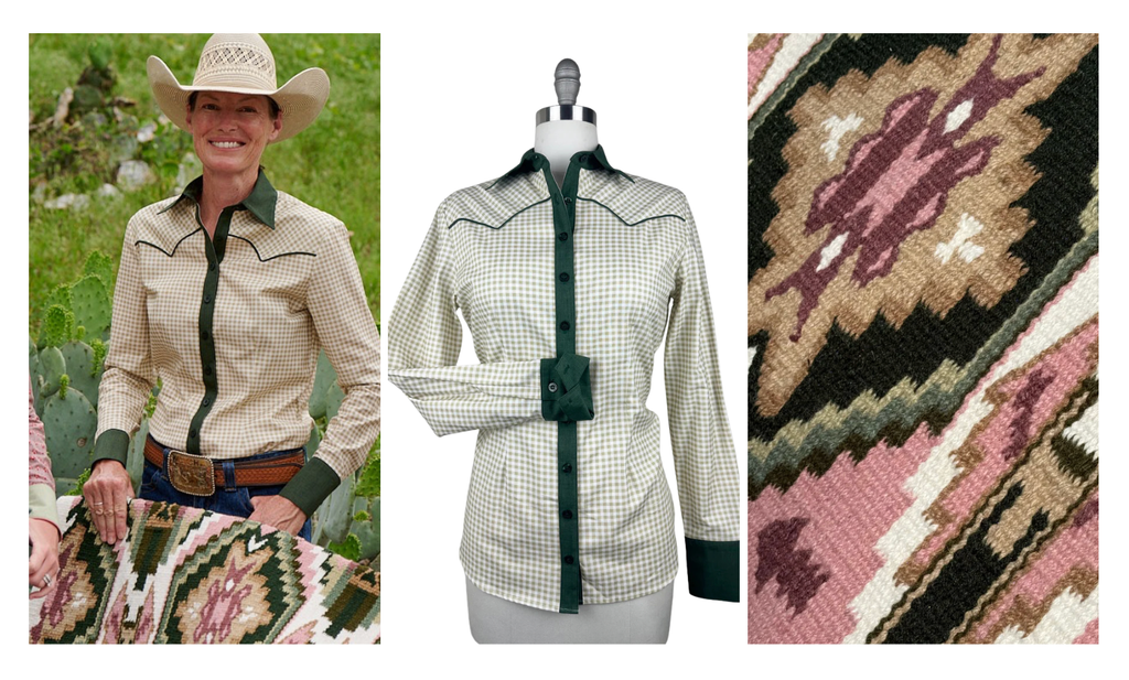 CR Western Pro Tan and White Gingham with Forest