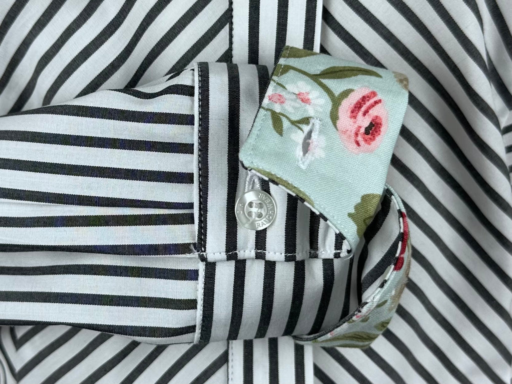 CR RanchWear Apparel & Accessories CR Simply Stated Black and White Stripe with Floral Contrast