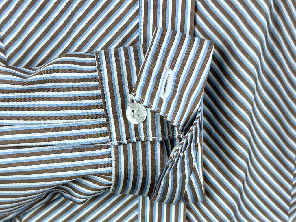 CR RanchWear Apparel & Accessories CR Simply Stated Blue, Brown and White Stripe Italian Cotton