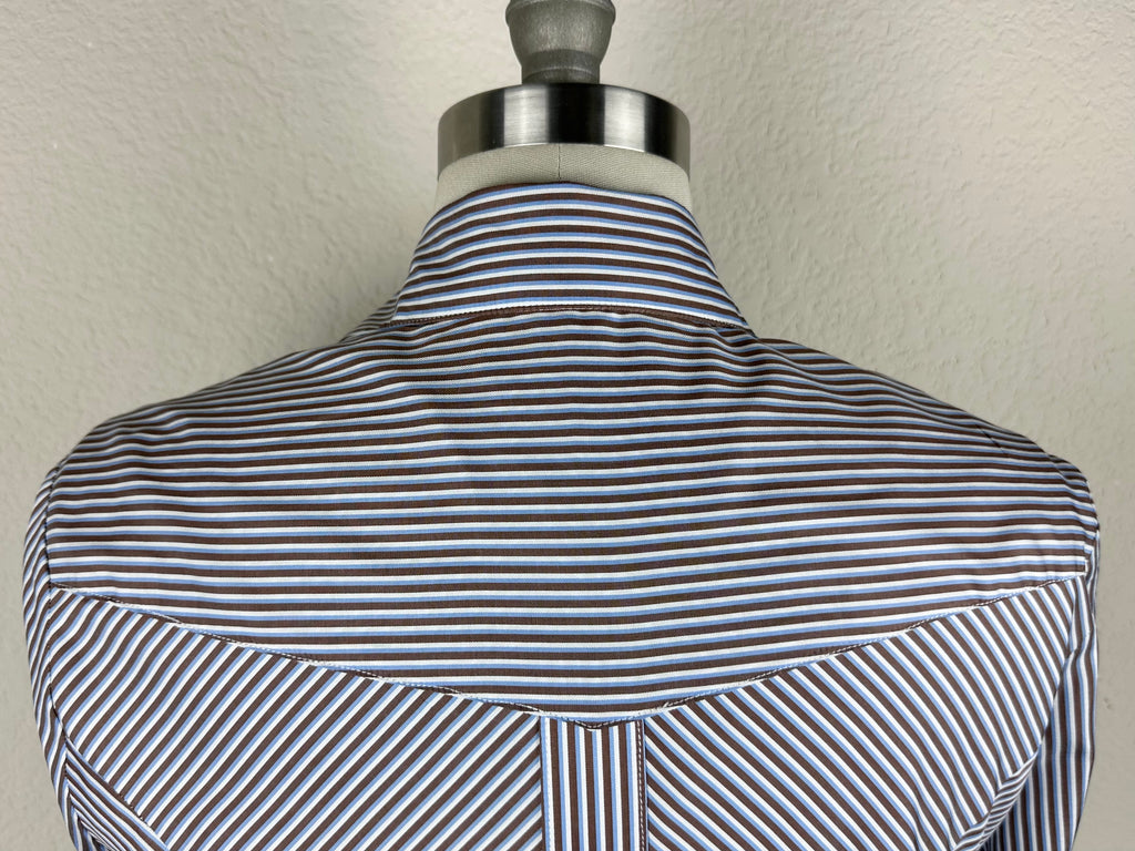 CR RanchWear Apparel & Accessories CR Simply Stated Blue, Brown and White Stripe Italian Cotton