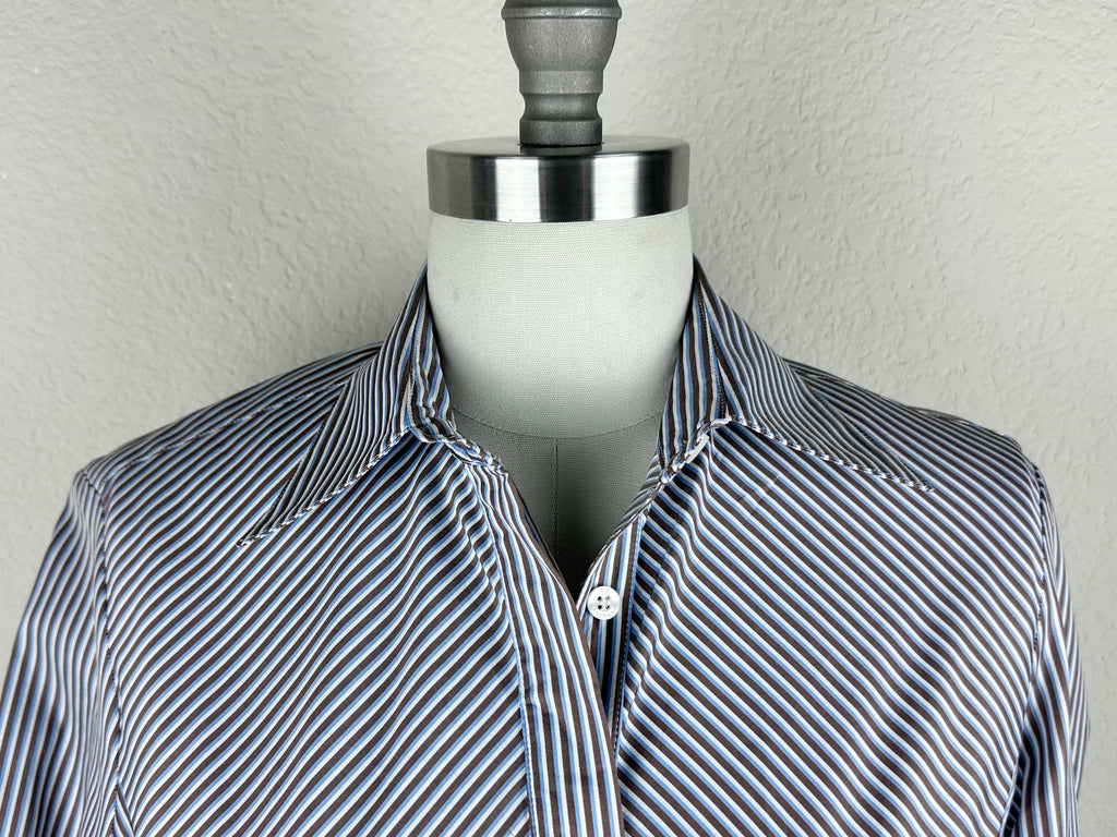 CR RanchWear Apparel & Accessories CR Simply Stated Blue, Brown and White Stripe Italian Cotton