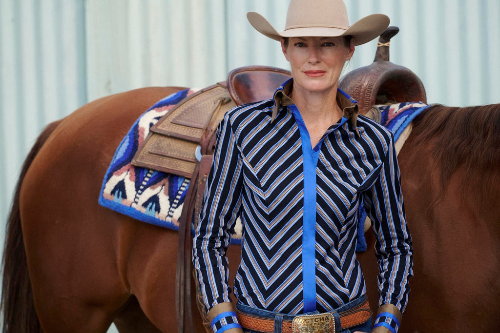 CR RanchWear Apparel & Accessories CR Statement Black, Blue and Bronze Stripes