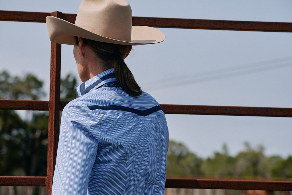 CR RanchWear Apparel & Accessories CR Statement Light Blue and White Stripes