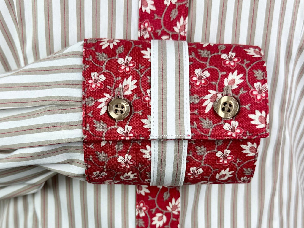 CR RanchWear Apparel & Accessories CR Tradition Tan, Red and White Stretch Bengal Stripe-Bold Stripe