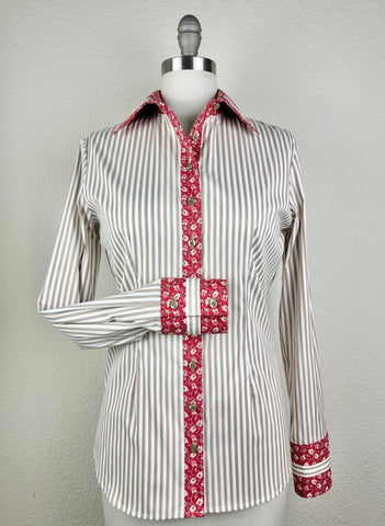 CR RanchWear Apparel & Accessories CR Tradition Tan, Red and White Stretch Bengal Stripe-Bold Stripe