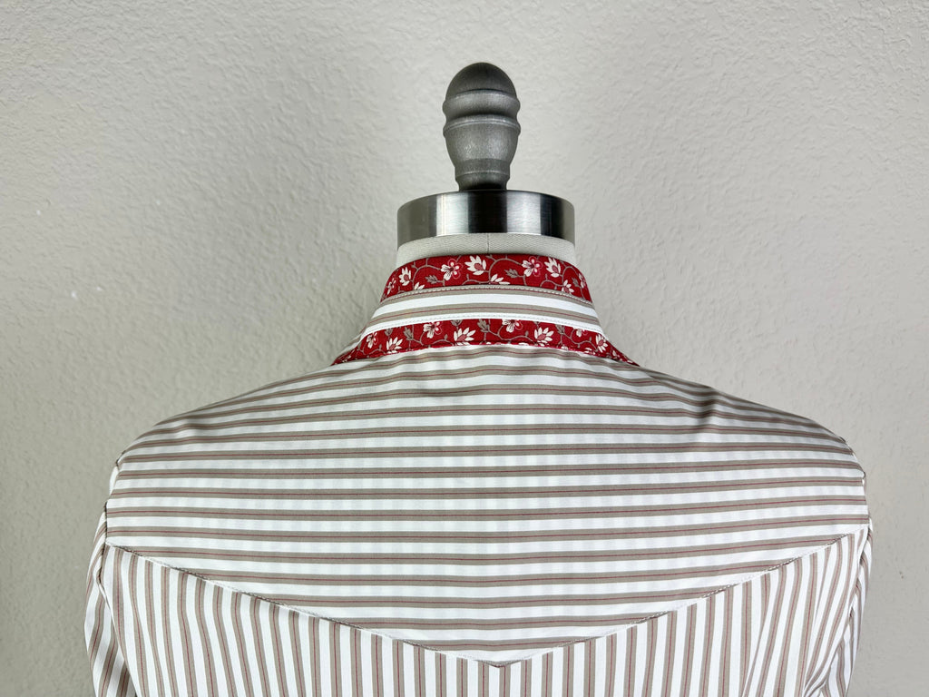 CR RanchWear Apparel & Accessories CR Tradition Tan, Red and White Stretch Bengal Stripe-Bold Stripe