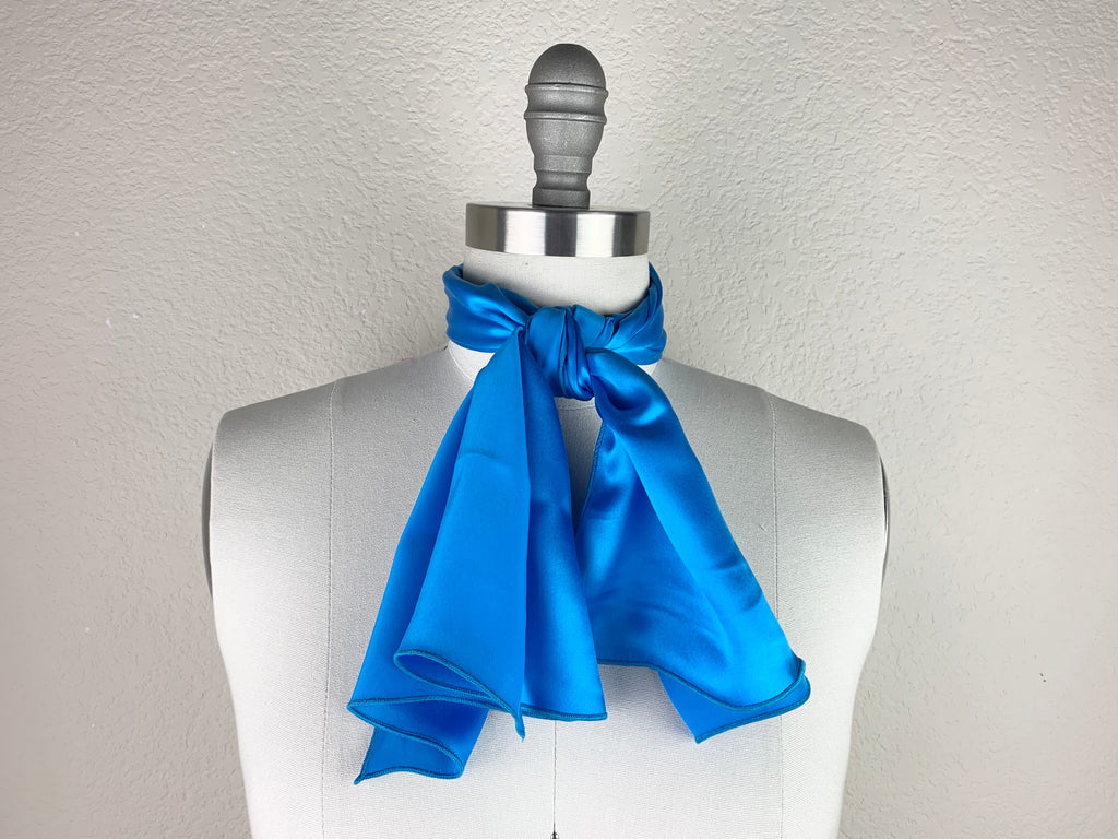 CR RanchWear Physical 35x14in (Wide Rectangle) CR Deep Sky Blue Silk Scarf