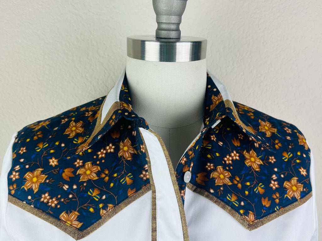 CR RanchWear Physical CR Ranch Pro White Stretch Cotton Sateen with Whiskey Floral