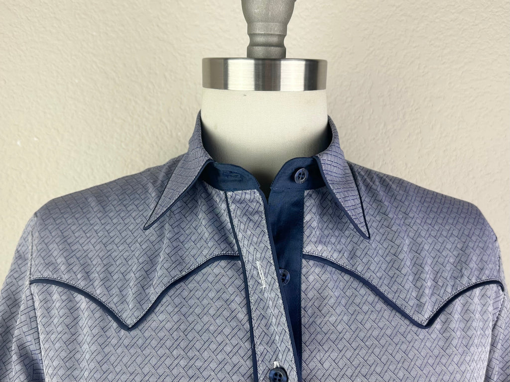 CR RanchWear Physical CR Western Blue Trellis Italian Cotton - FINAL SALE