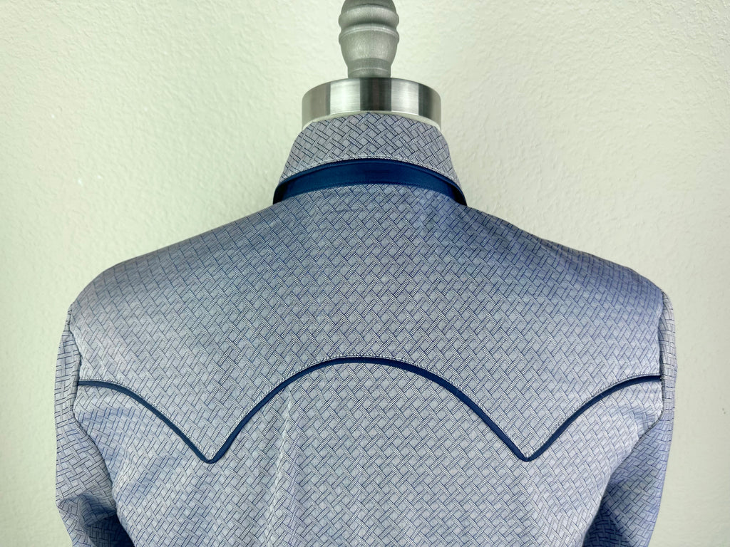 CR RanchWear Physical CR Western Blue Trellis Italian Cotton - FINAL SALE