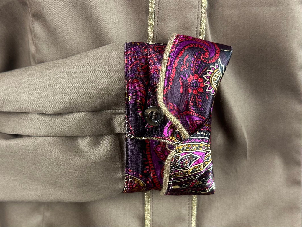CR RanchWear Physical CR Western Pro Bronze Cotton Sateen with Silk Paisley Contrast- FINAL SALE