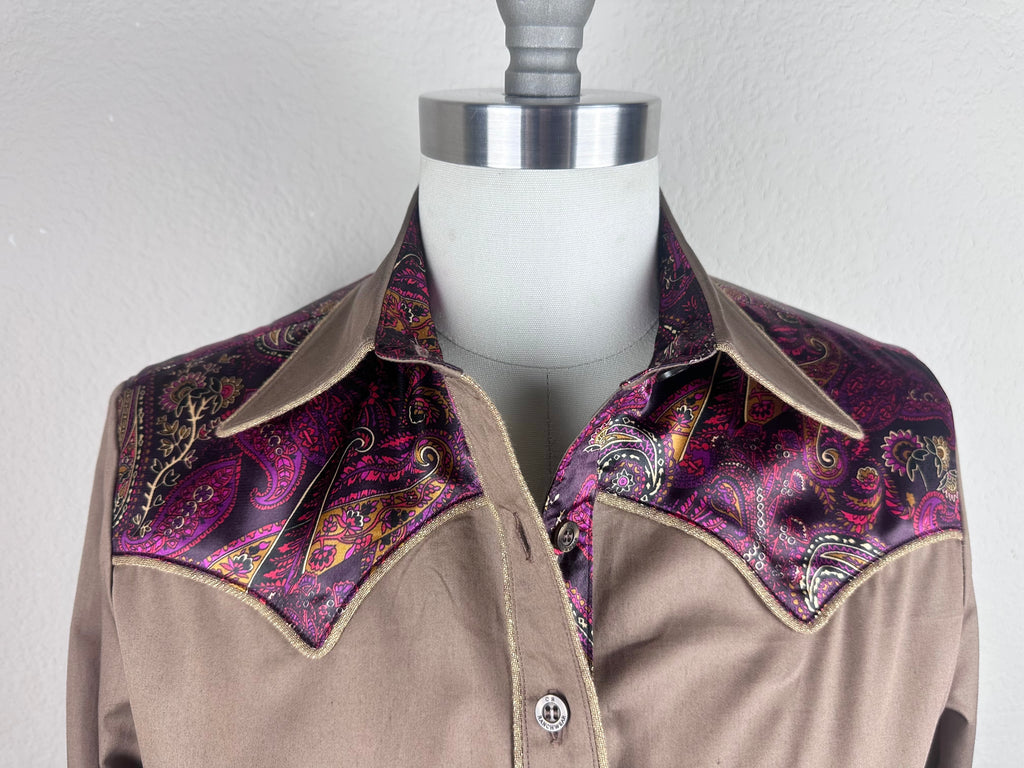 CR RanchWear Physical CR Western Pro Bronze Cotton Sateen with Silk Paisley Contrast- FINAL SALE