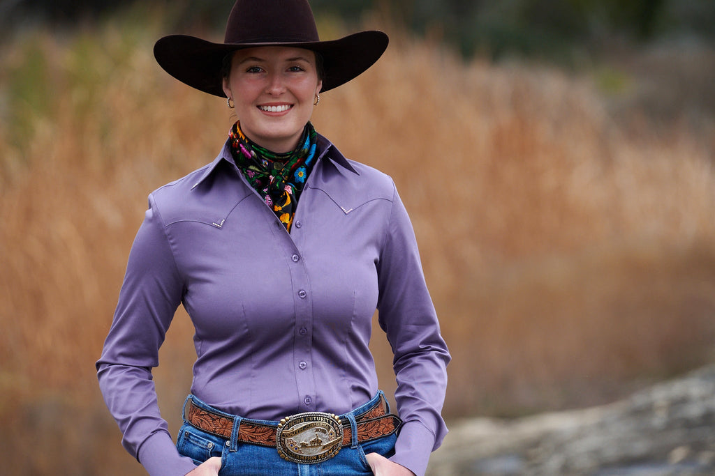 CR RanchWear Physical CR Western Pro Dusty Lilac Stretch Cotton Sateen