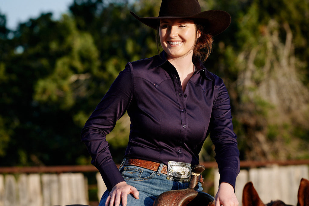 CR RanchWear Physical CR Western Pro Eggplant Stretch Cotton Sateen