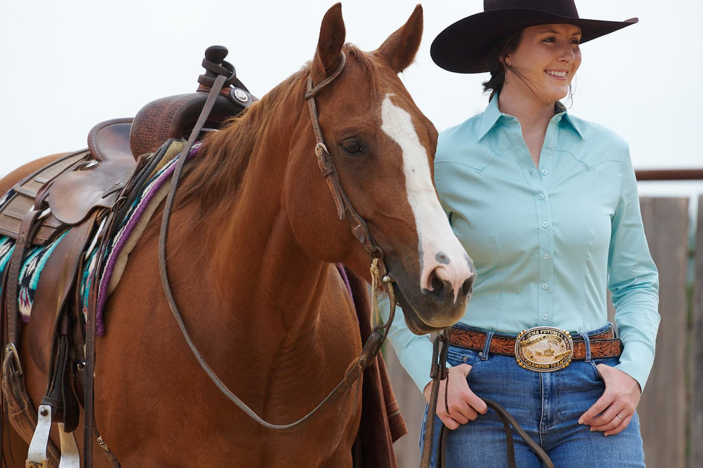 CR RanchWear Physical CR Western Pro Seaglass Blue Stretch Cotton Sateen