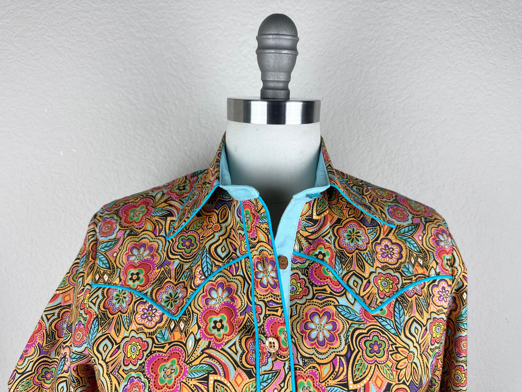 CR RanchWear Physical CR Western Pro Tropical Floral with Aqua Contrast- FINAL SALE