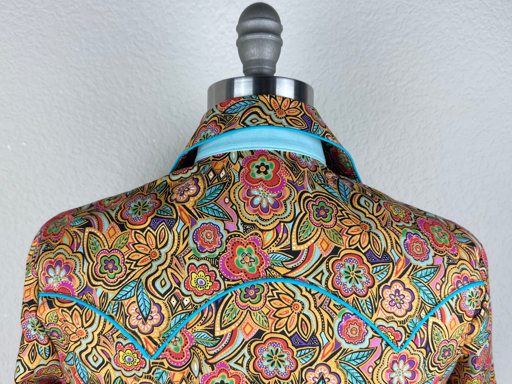 CR RanchWear Physical CR Western Pro Tropical Floral with Aqua Contrast- FINAL SALE