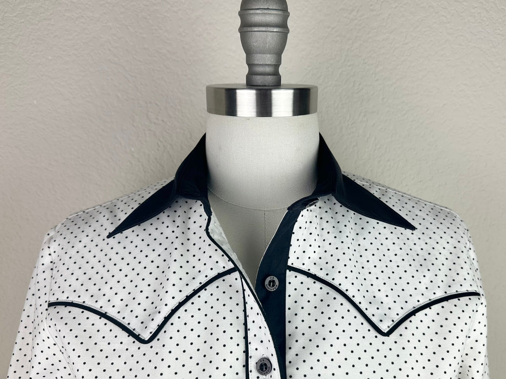 CR RanchWear Physical CR Western Pro White with Black Polka Dots-FINAL SALE