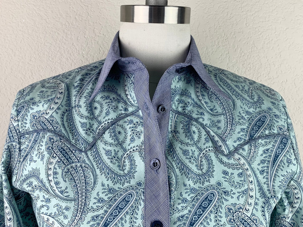 CR RanchWear CR Western Pro Misty and Navy Blue Paisley