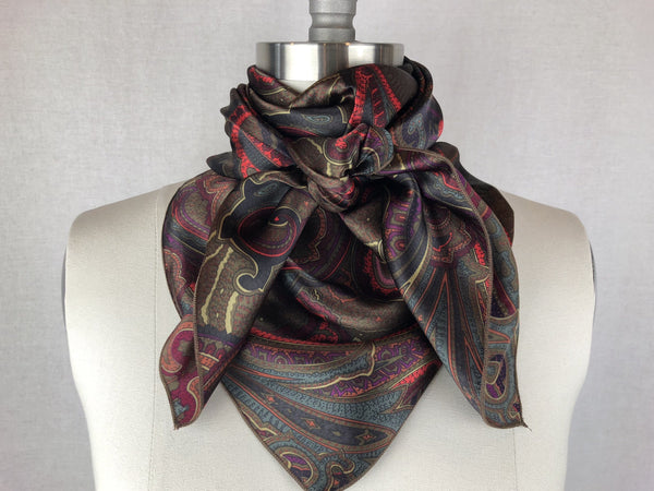 Buy CR Dark Green and Red Paisley Silk Scarf at CR RanchWear for