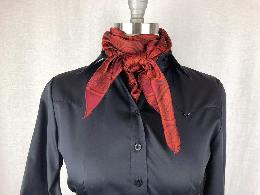 CR RanchWear Physical CR Deep Red Print Silk Scarf