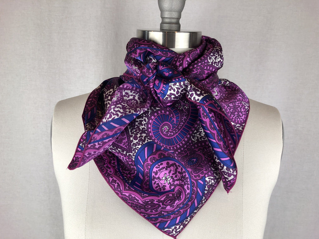 CR RanchWear Physical CR Fuchsia Print Silk Scarf 36x36