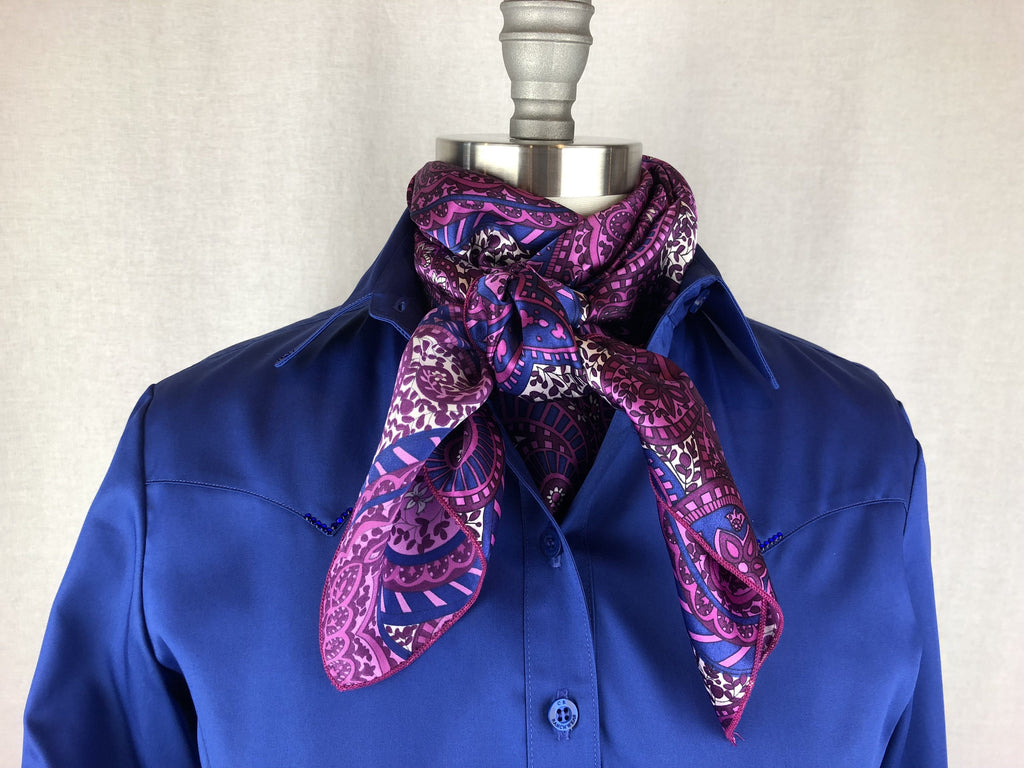 CR RanchWear Physical CR Fuchsia Print Silk Scarf 36x36