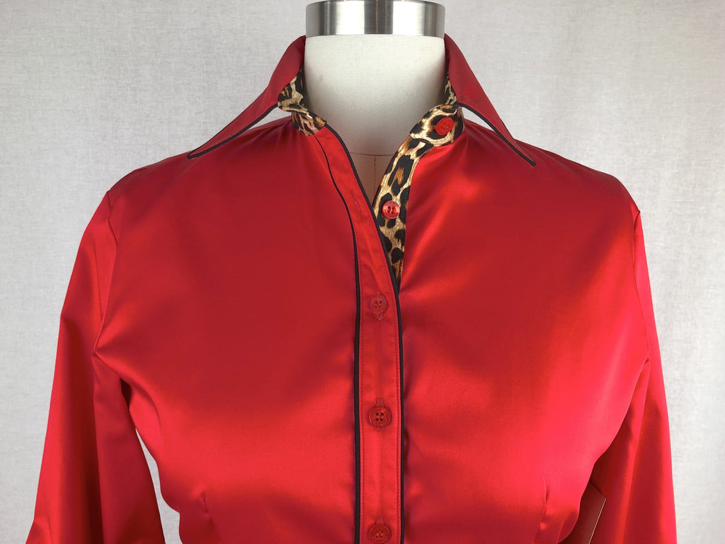 CR RanchWear Physical CR Tradition Bright Red Cotton Sateen with Cheetah