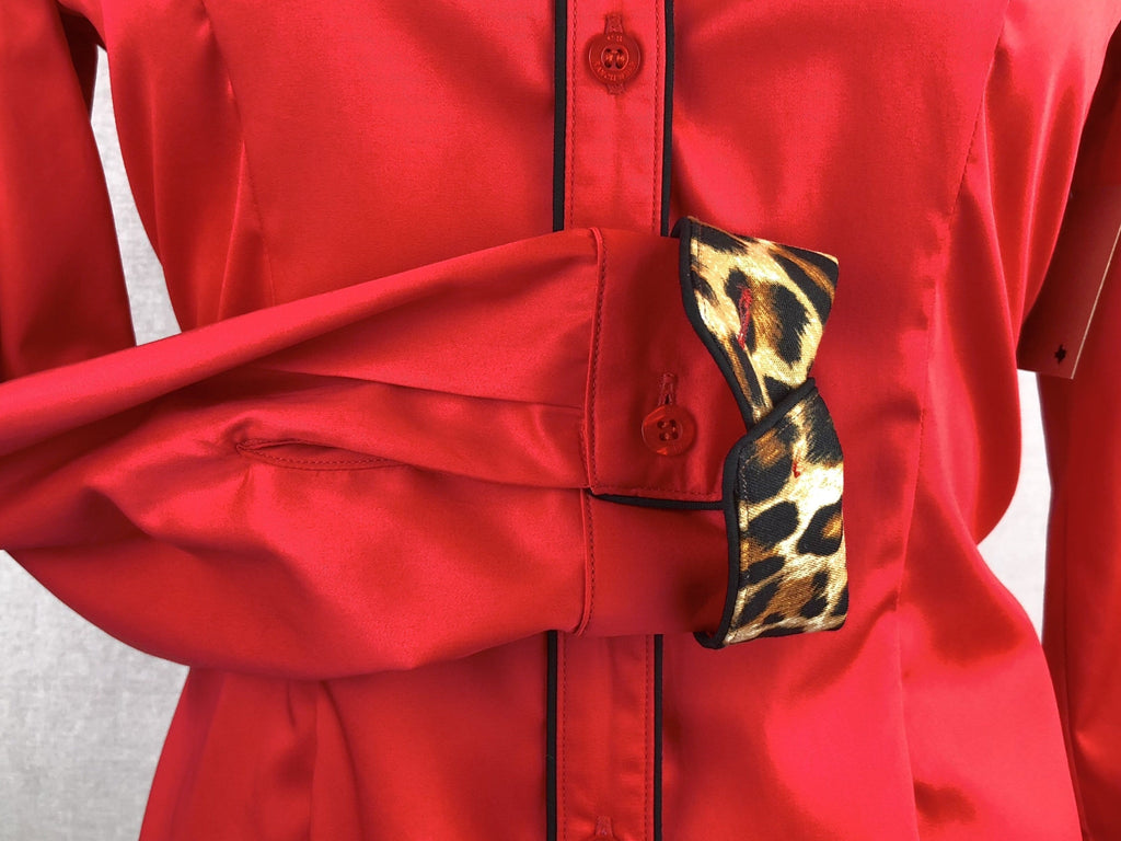 CR RanchWear Physical CR Tradition Bright Red Cotton Sateen with Cheetah