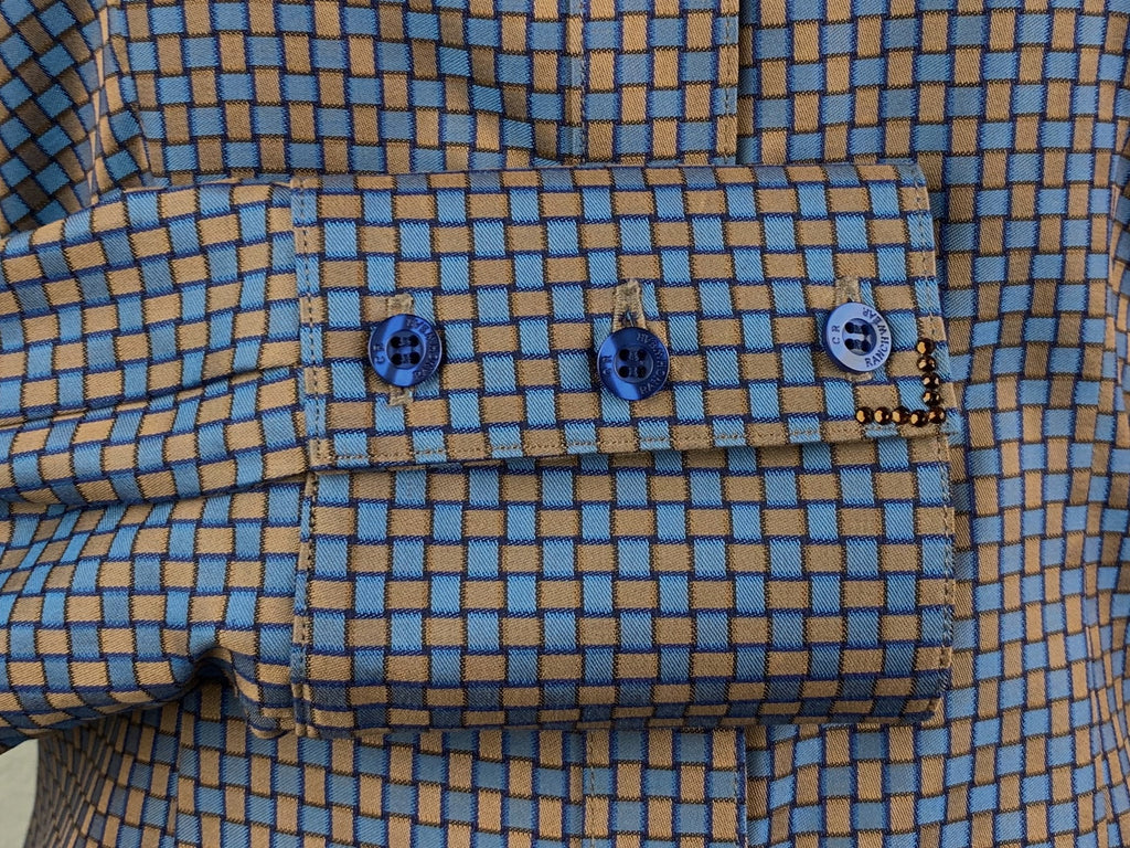 CR RanchWear Physical CR Western Pro Blue and Bronze Custom Weave Italian Cotton