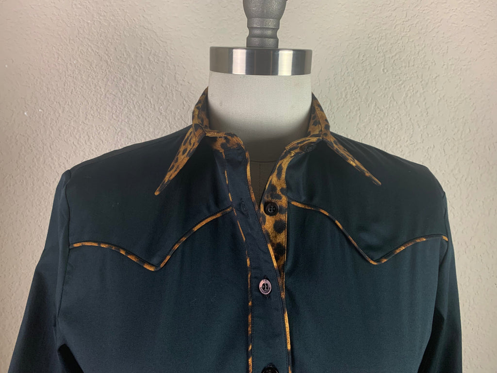 CR RanchWear Physical CR Western Pro Wild About Leopard Black Stretch Cotton Sateen
