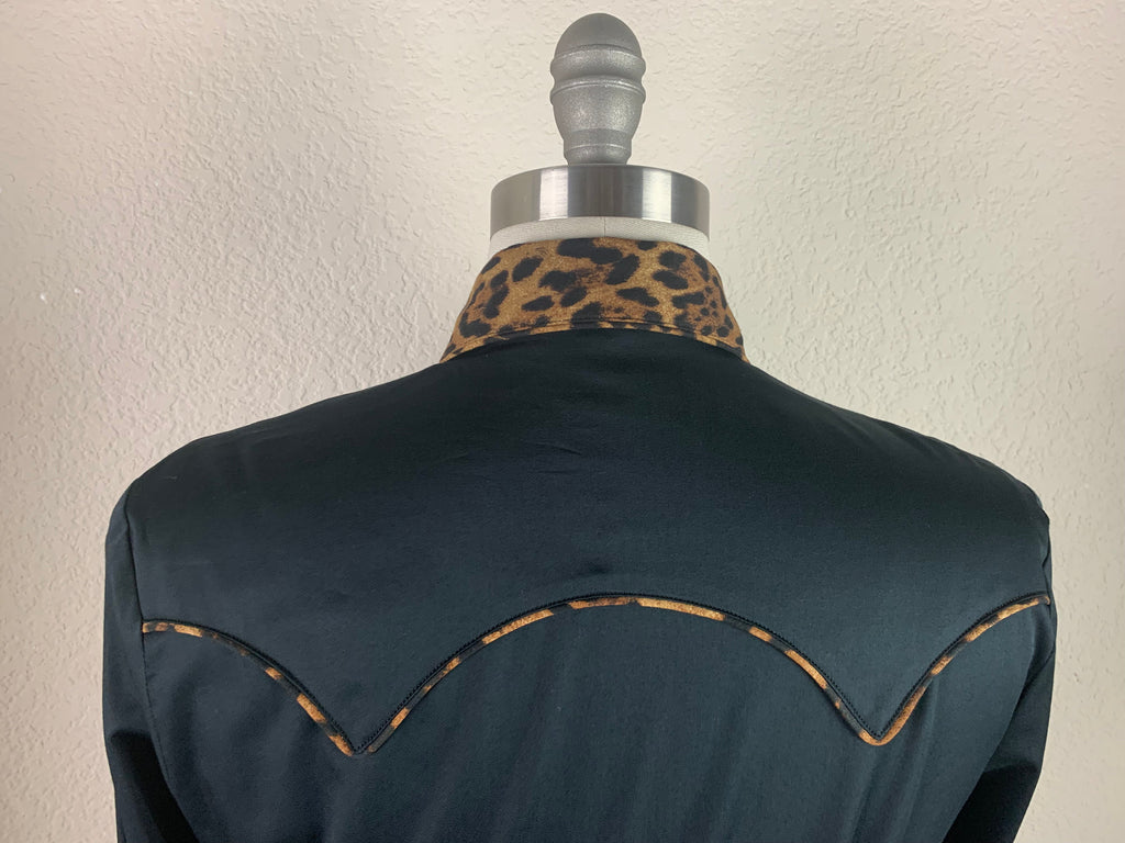 CR RanchWear Physical CR Western Pro Wild About Leopard Black Stretch Cotton Sateen