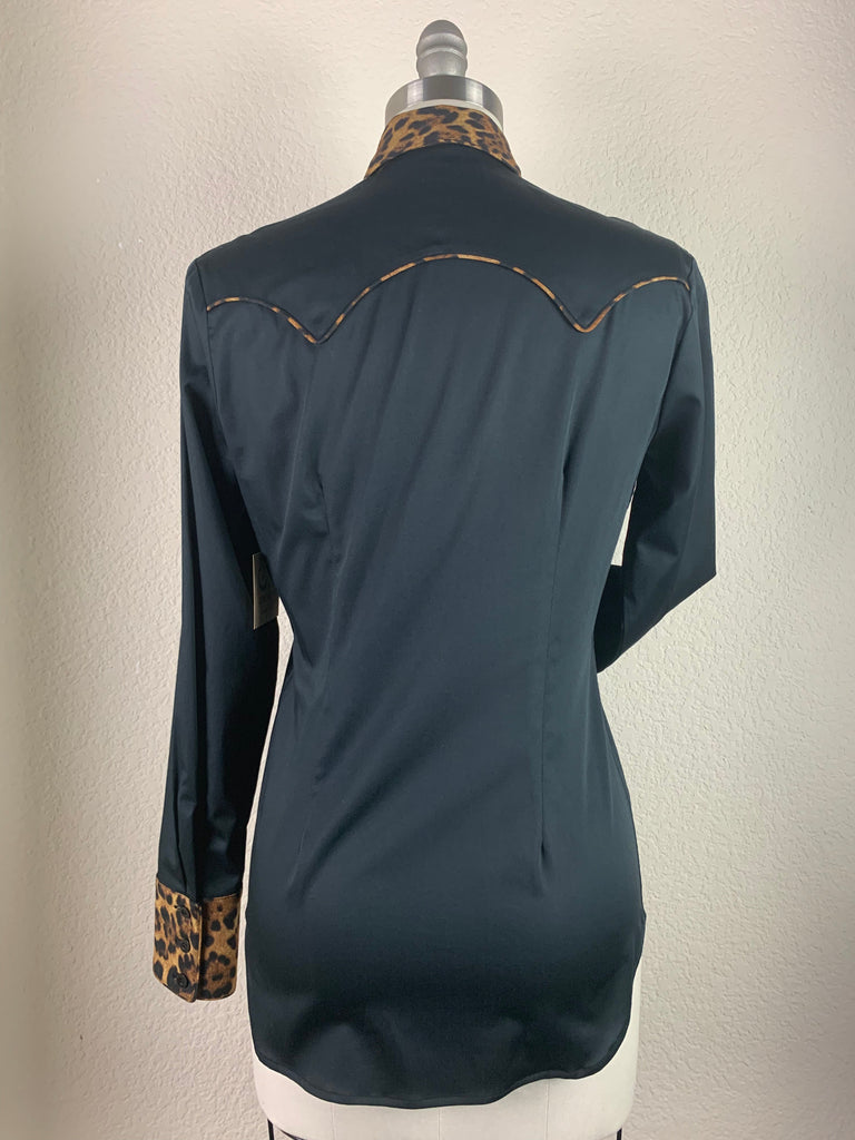 CR RanchWear Physical CR Western Pro Wild About Leopard Black Stretch Cotton Sateen