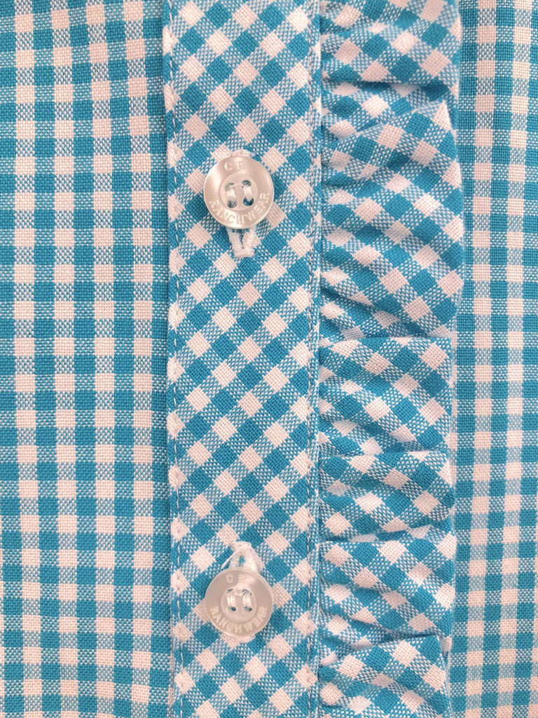 CR RanchWear Physical CR Western Ruffle Turquoise Gingham