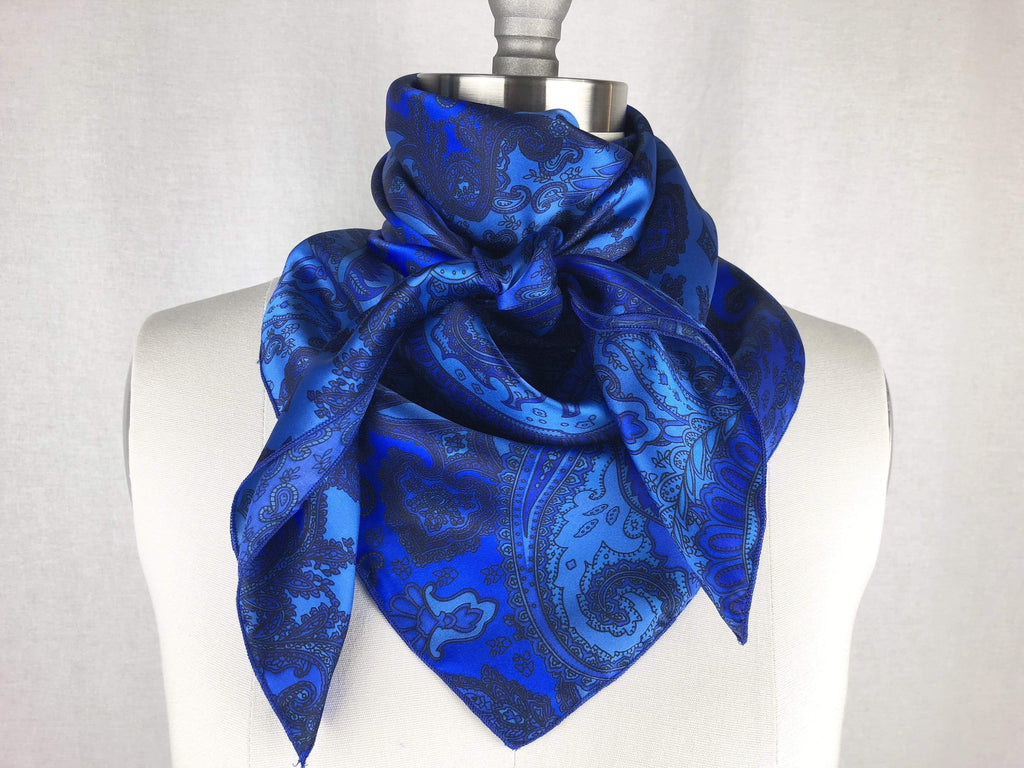 CR RanchWear Physical Large (36x36in) CR Royal Blue Paisley Silk Scarf