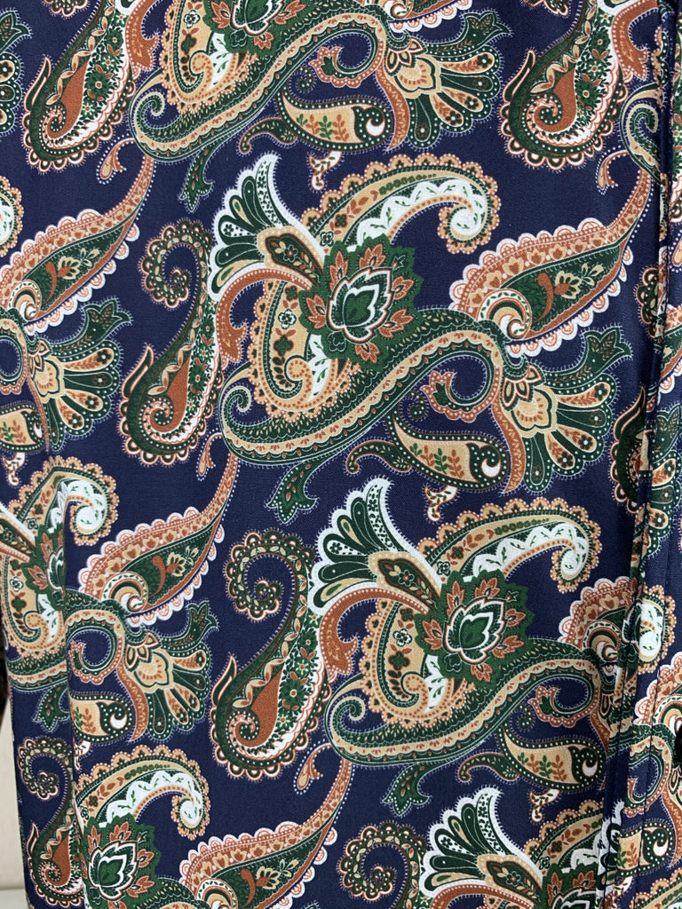 CR RanchWear Physical Men's CR Navy and Green Paisley Italian Cotton