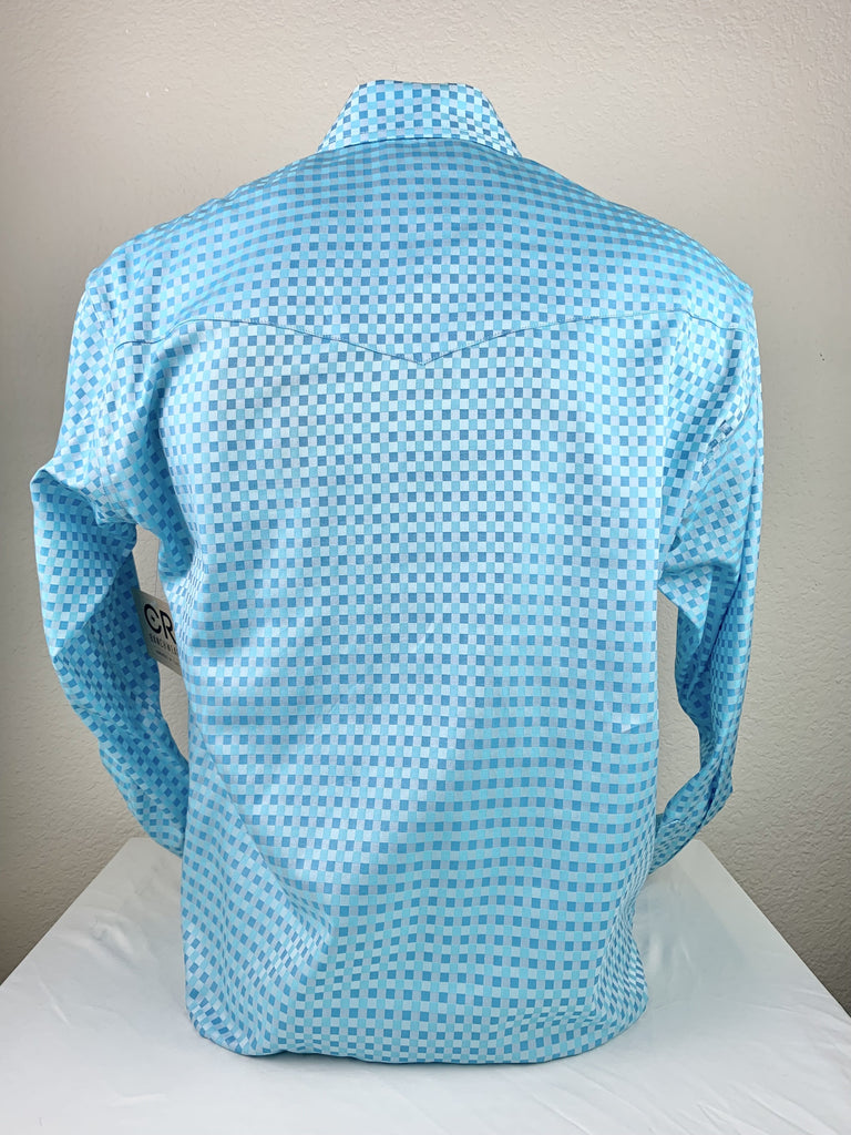 CR RanchWear Physical Men's CR Western Pro Sky Blue Basketweave Italian Cotton
