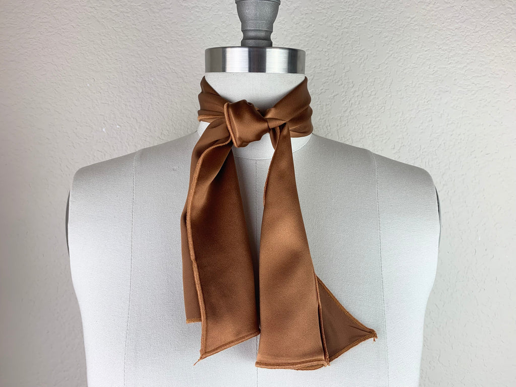 CR RanchWear Physical Rectangle (35x7in) CR Medium Brown Silk Scarf