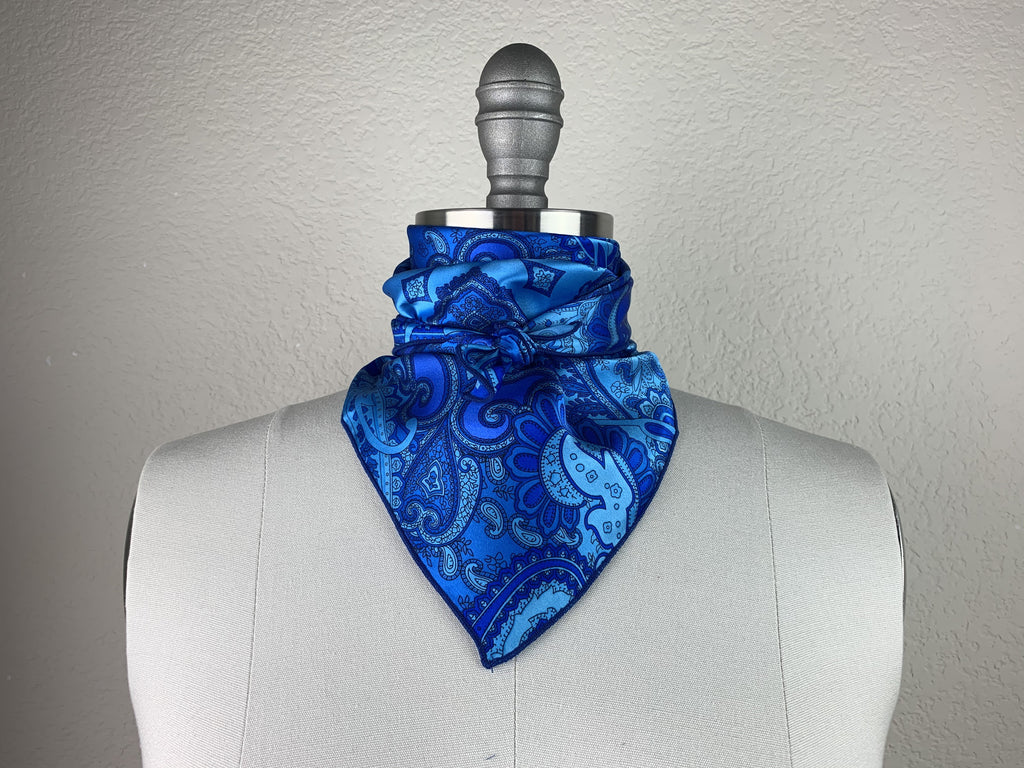 CR RanchWear Physical Small (22x22in) CR Royal Blue Paisley Silk Scarf