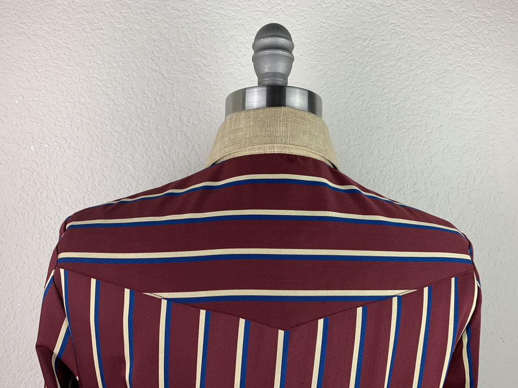 CR RanchWear Shirts & Tops CR Tradition Maroon, Marine and Champagne Stripes