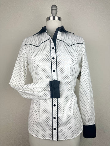 CR Western Pro White with Black Polka Dots-FINAL SALE