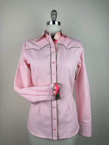 CR Western Pro Pink and White Gingham-FINAL SALE