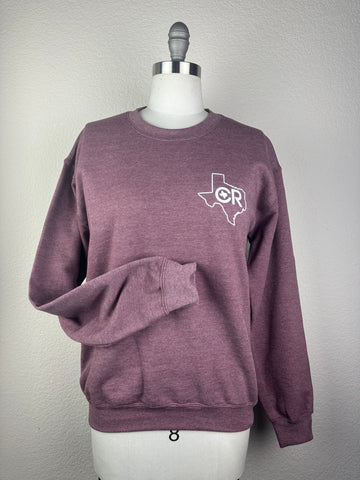 CR Texas Crew Neck Sweatshirt- Heathered Plum