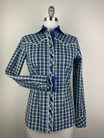 CR Western Pro Navy, White and Green Plaid- FINAL SALE