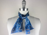 CR Dusty Blue and Whiskey Paisley Silk Scarf