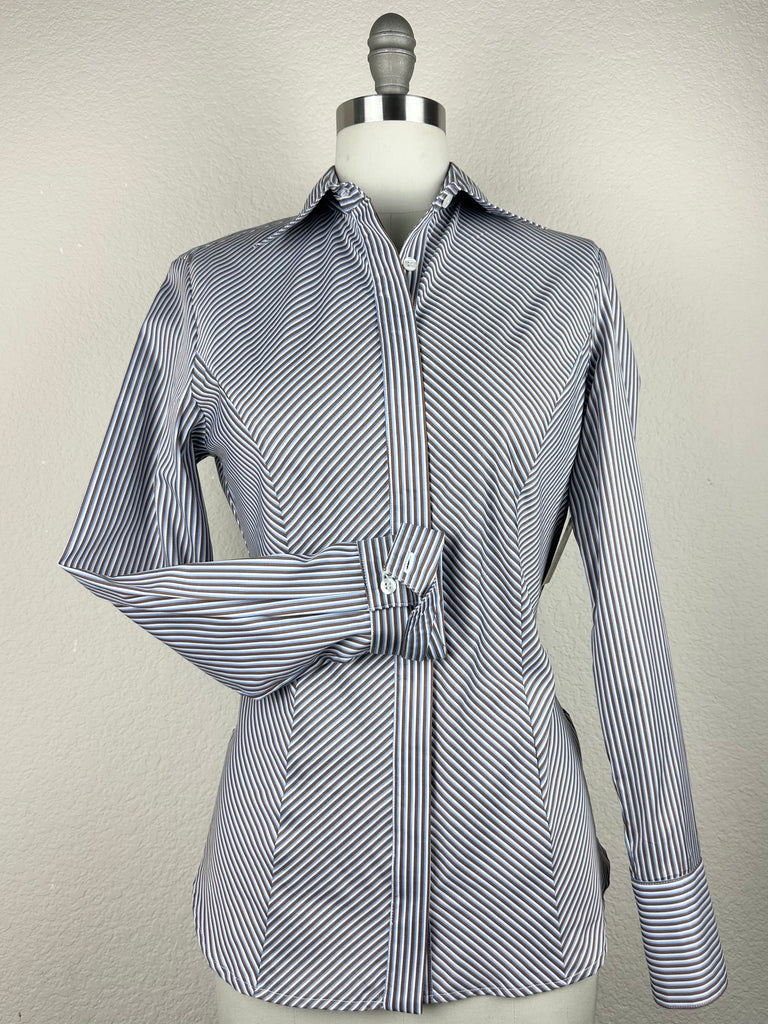 CR RanchWear Apparel & Accessories CR Simply Stated Blue, Brown and White Stripe Italian Cotton