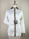 CR RanchWear CR Tradition White Stretch Cotton Sateen with Tan Plaid