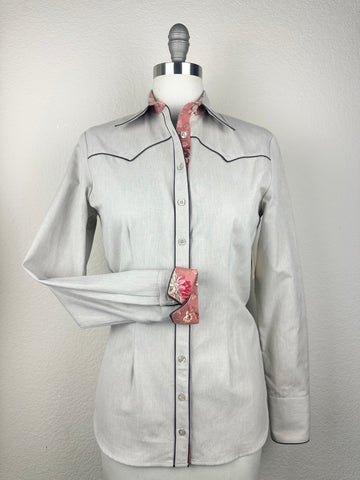 CR RanchWear CR Western Pro Stone Premium Cotton with Rose Floral Contrast