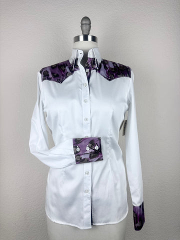 CR RanchWear Physical CR Special White Stretch Cotton Sateen with Leopard Silk Contrast- FINAL SALE