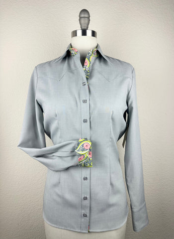 CR RanchWear Physical CR Sun Savvy Light Gray with Dandelion Paisley- FINAL SALE